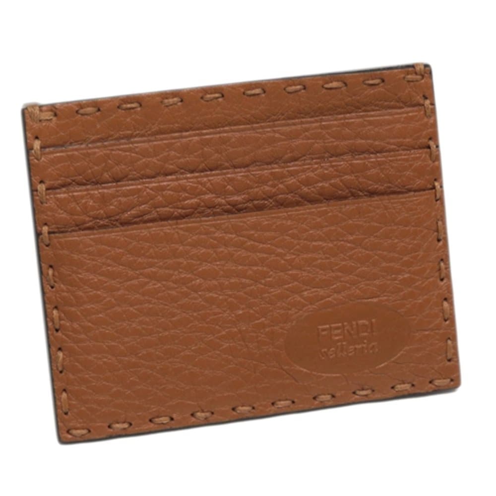 Fendi Selleria Leather Card Holder Brown