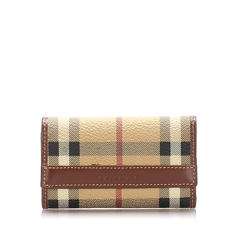 Burberry House Check Leather Key Holder Brown
