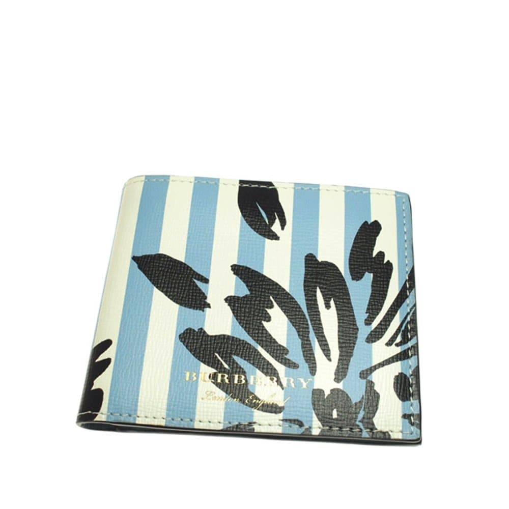 Burberry Printed Bi-Fold Leather Small Wallet Blue