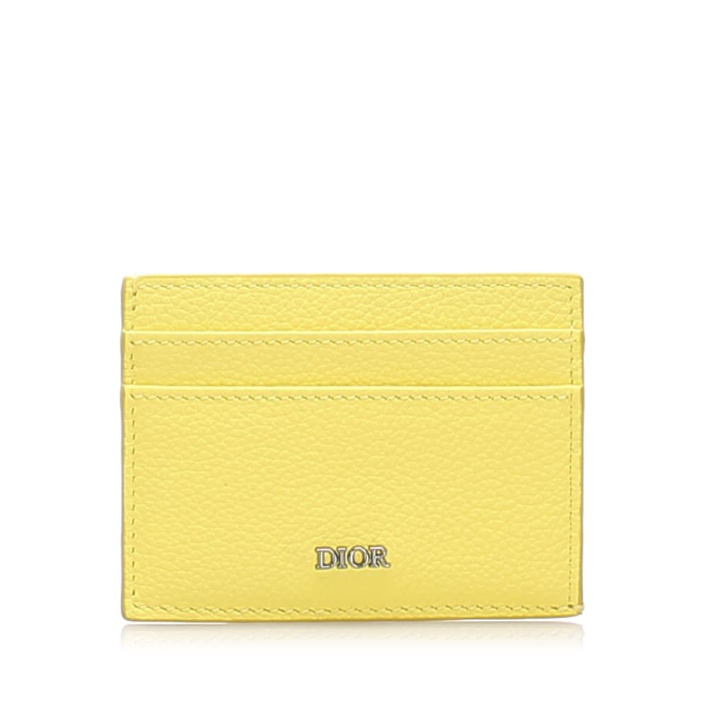 Pre-owned Dior Leather Card Holder Yellow