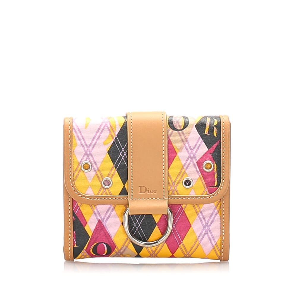 Pre-owned Dior Printed Canvas Wallet Brown