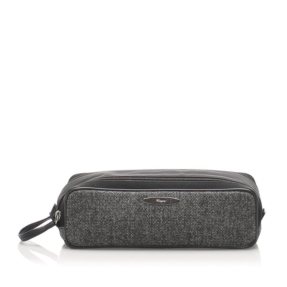 Pre-owned Ferragamo Wool Pouch Gray