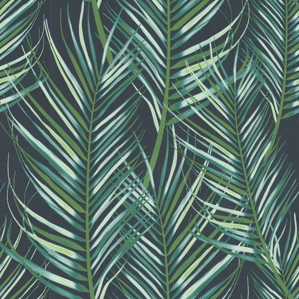 Superfresco Easy - Tapet non-woven - Palmblad - Grön / Flerfärgad - 1005 x 53 cm