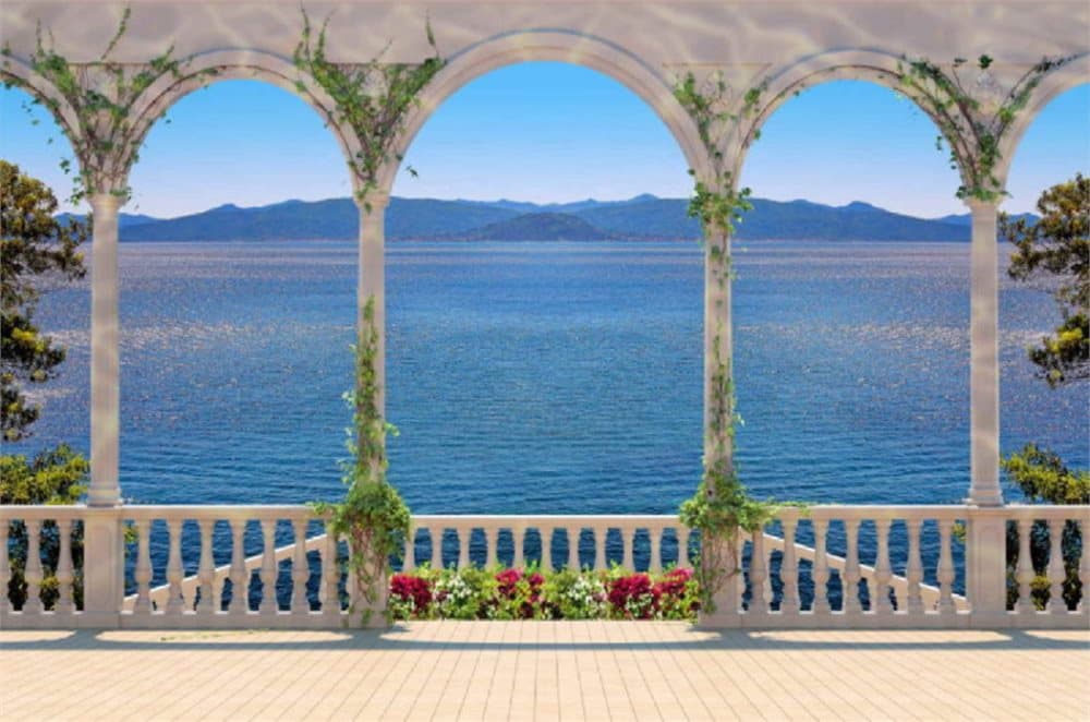 Fototapet Terrace with Colonnade
