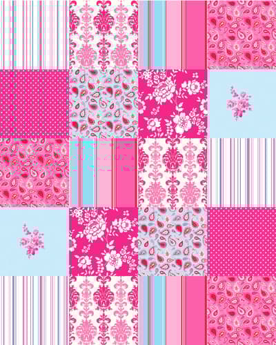 ESTAhome colourwallXL lapptäcke rosa och blått - 155701 - 20 behangtegels van 53 x 53 cm