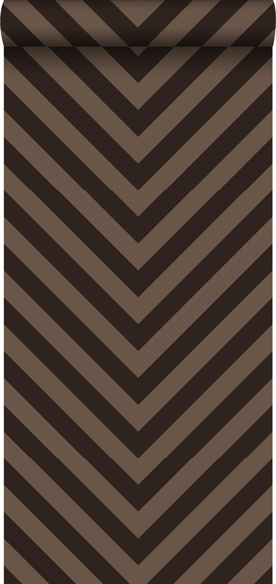 ESTAhome tapet zig-zag-motiv brun - 135422 - 53 cm x 10,05 m