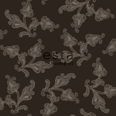ESTAhome tapet Paisley-kvistar brunt och silver - 135325 - 53 cm x 10,05 m