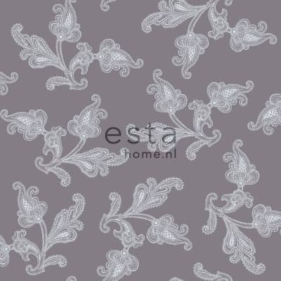 ESTAhome tapet Paisley-kvistar mullvadsgrått - 135324 - 53 cm x 10,05 m