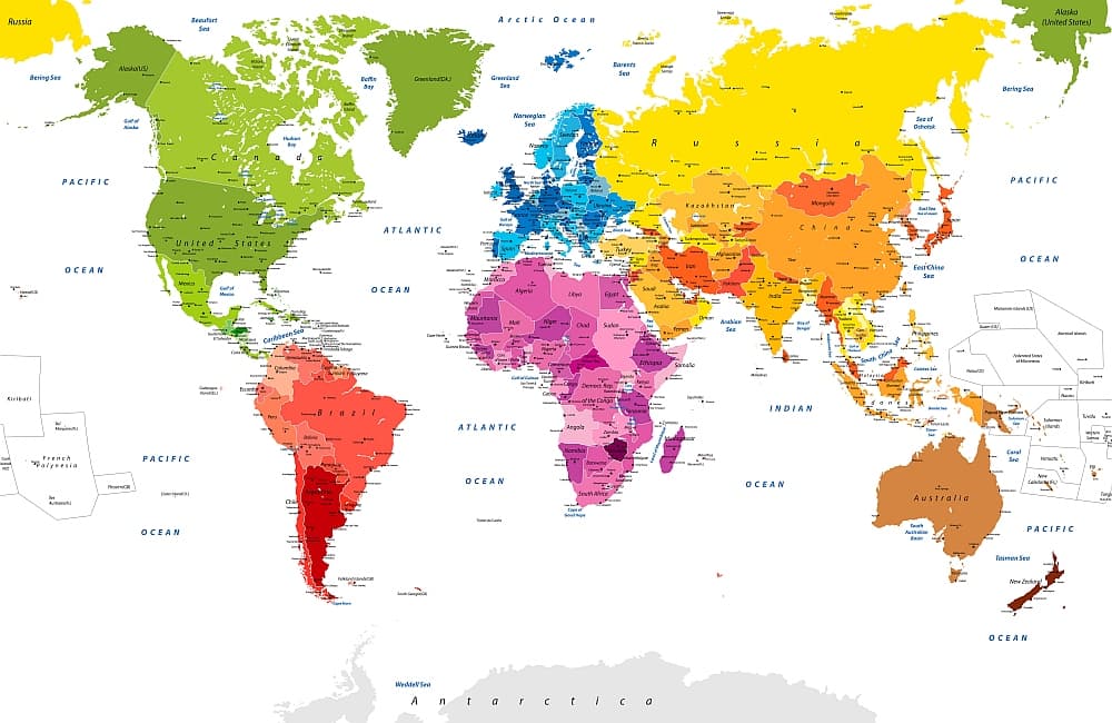 Fototapet Detailed World Map (400x260 cm)