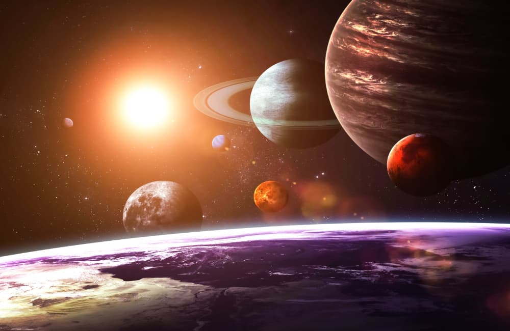 Fototapet solsystem och rymdobjekt (400x260 cm)
