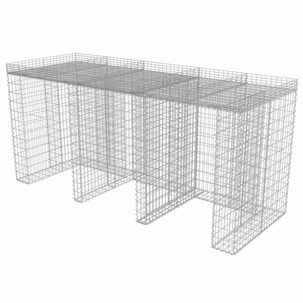 vidaXL gabionvæg affaldsspand galvaniseret stål 270 x 100 x 130 cm