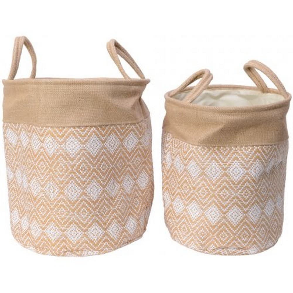 Diamond Print Round Baskets (Set of 2)