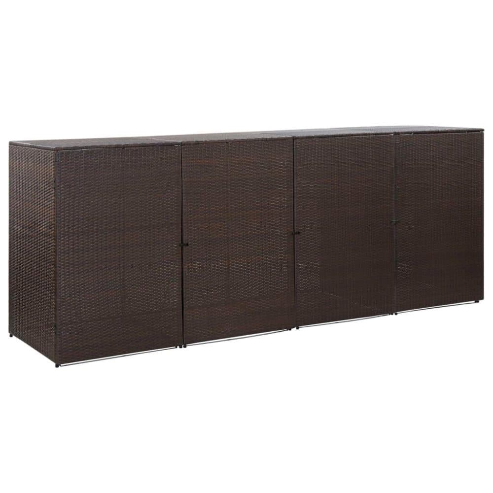 vidaXL firdobbelt skraldespandsskjuler 305x78x120 cm polyrattan brun