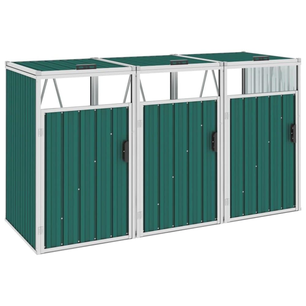 vidaXL tredobbelt skraldespandsskur 213x81x121 cm stål grøn