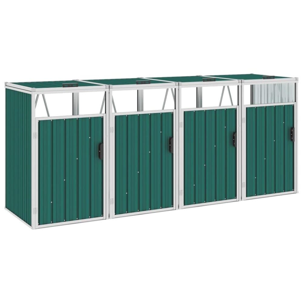 vidaXL firdobbelt skraldespandsskur 286x81x121 cm stål grøn