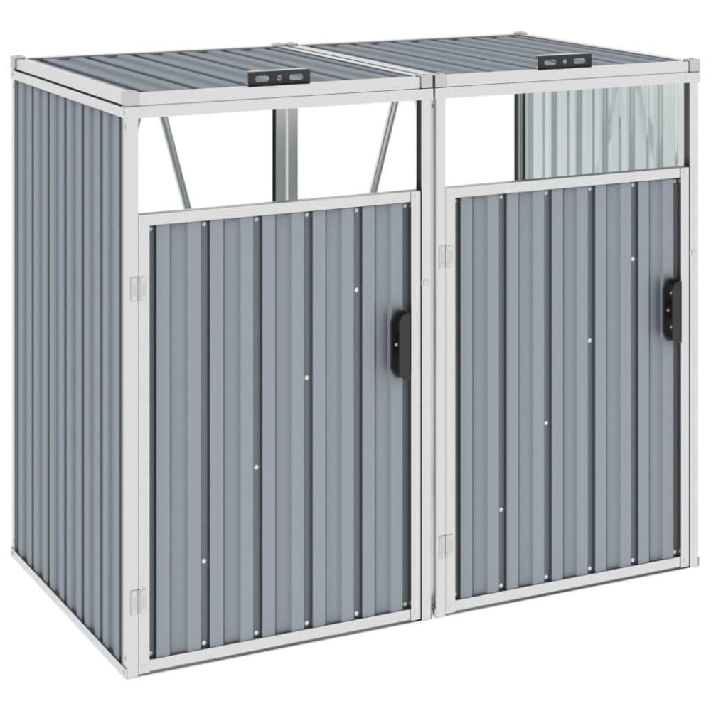 vidaXL dobbelt skraldespandsskur 143x81x121 cm stål grå