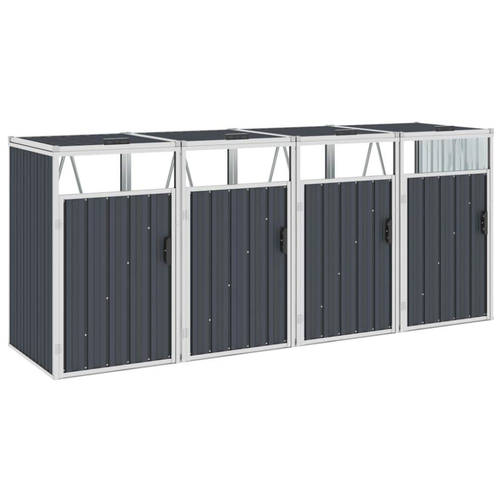 vidaXL firdobbelt skraldespandsskur 286x81x121 cm stål antracitgrå