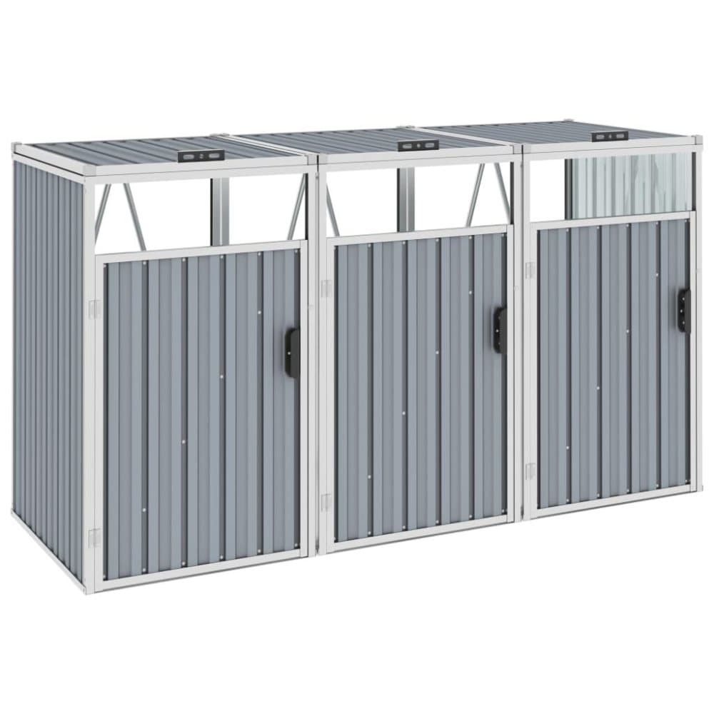 vidaXL tredobbelt skraldespandsskur 213x81x121 cm stål grå