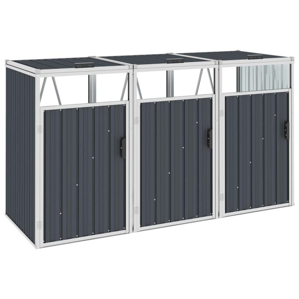 vidaXL tredobbelt skraldespandsskur 213x81x121 cm stål antracitgrå