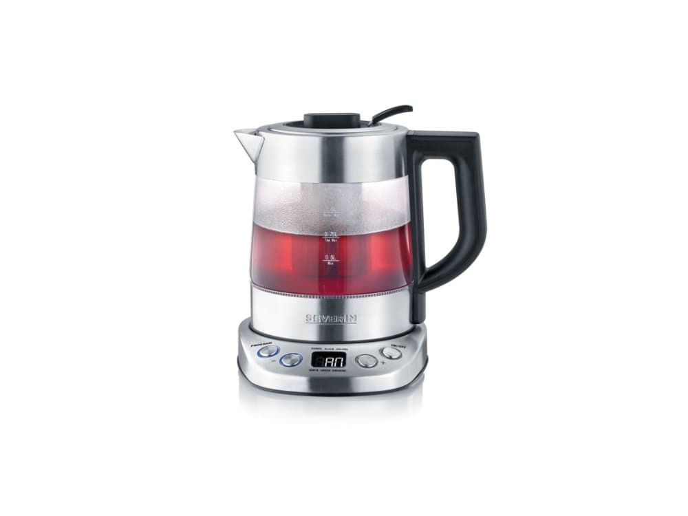 Severin WK 3473, 1 l, 2200 W, Rostfritt stål, Transparent, Glas, Rostfritt stål, Justerbar termostat, Vattennivå indikator