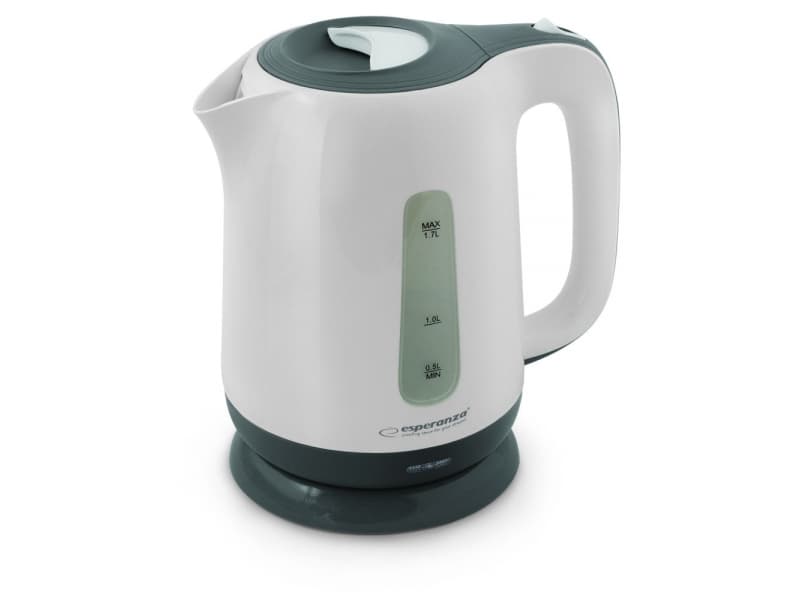 Esperanza EKK015E, 1,7 l, 2200 W, Grå, Hvit, Plastikk, Justerbar termostat, Vannivåindikator