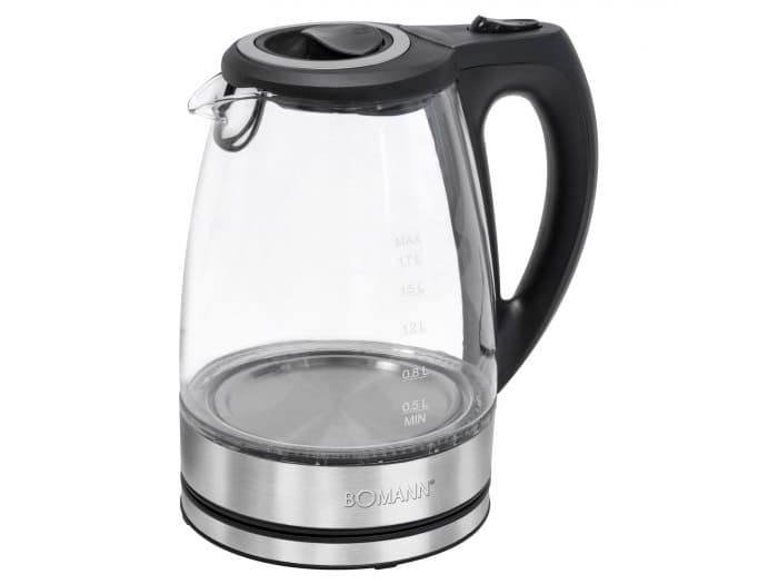 Bomann WKS 6032 G CB, 1,7 l, 2200 W, Transparent, Glas, Rostfritt stål, Vattennivå indikator, Överhettningsskydd