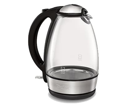 Tefal Glass Vision, 1,7 l, 2400 W, Svart, Rostfritt stål, Transparent, Glas, Vattennivå indikator, Sladdlös