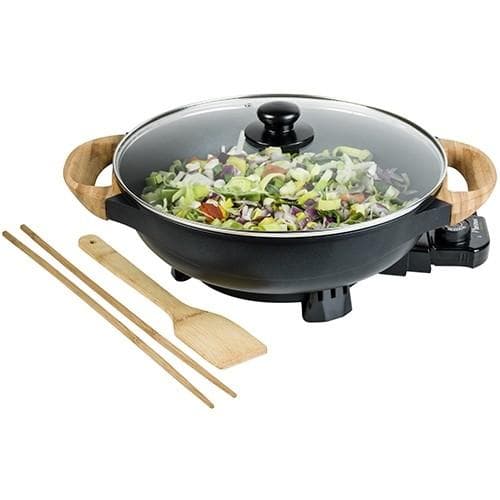 AEW100AS ELECTRIC WOK WITH BAMBOO HANDLES