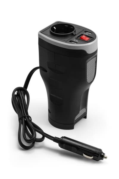 Spänningsomvandlare till bil 12V-230V, 2xUSB-portar, TE13