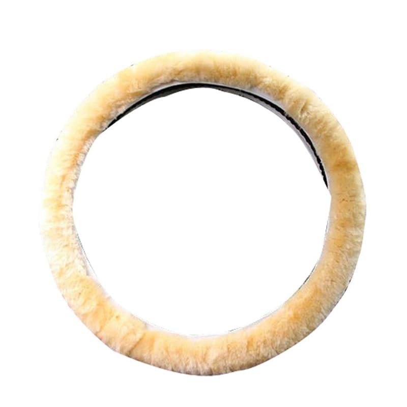 Rattmuff - Mjukt, varmt rattöverdrag i fuskpäls, passar de flesta bilar, Beige