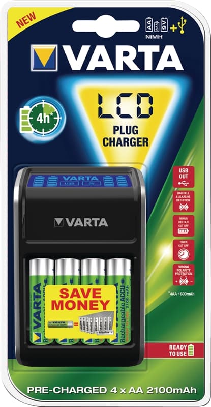 Aa / Aaa Nimh Batterioplader 4x AA/HR6 2100 mAh