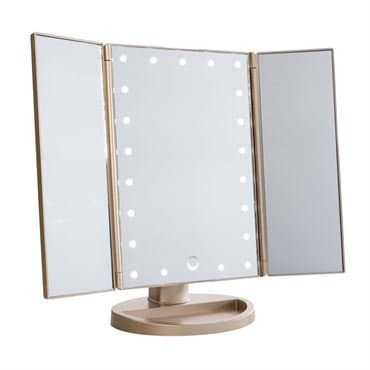 UNIQ LED Trifold Hollywood Makeup Spegel - RoseGold