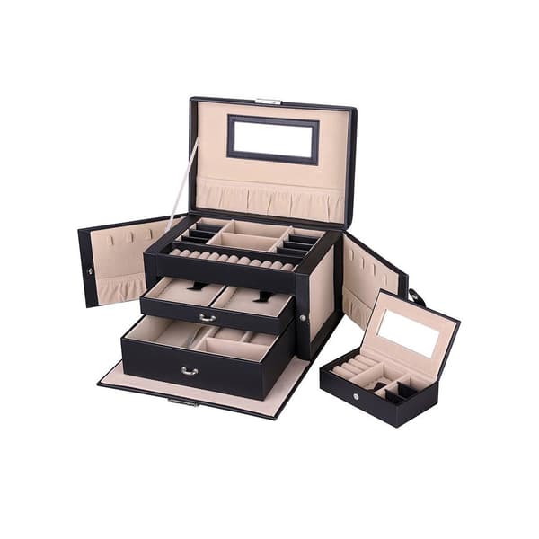 UNIQ XL Jewelry Box - 20 Rum (Sort Læder)