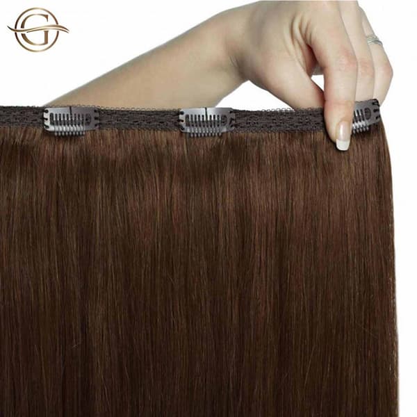 Gold24 Clip on hair extensions 4# brown - 60 cm