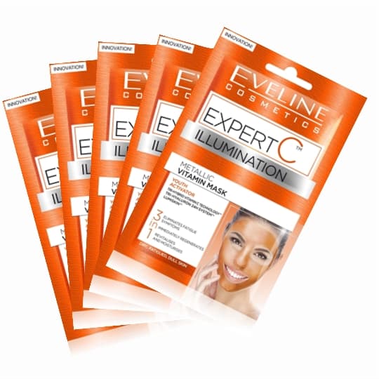 Eveline 5st*2*5ml Expert C ™ Illumination Metallisk Vitmask
