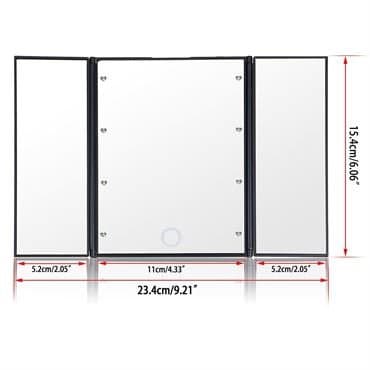 UNIQ LED Trifold Vanity Makeup Spegel - Svart