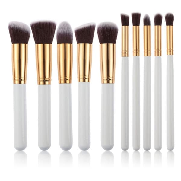 10 stk. Professionelle makeup børster Hvid / Guld