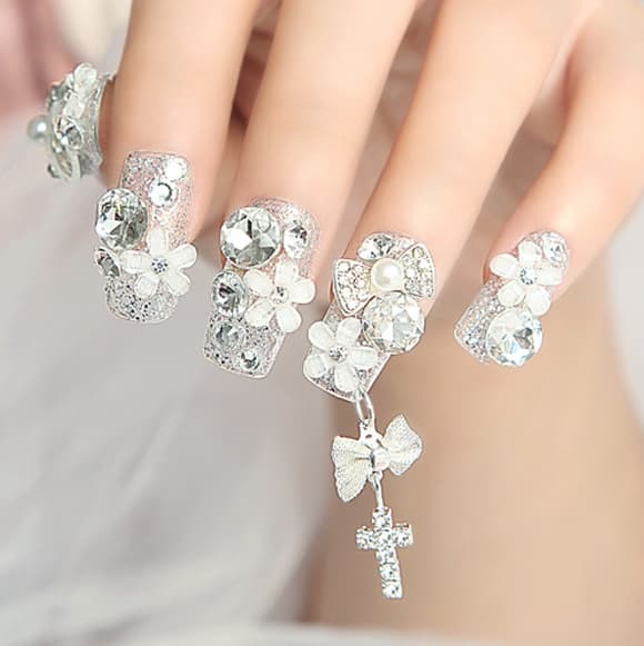 Rhinestone sølv 4 størrelser