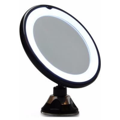 UNIQ Sugkopp Makeup Spegel LED-Ljus & x10 förstoring - Svart