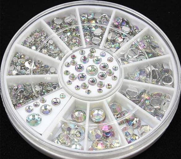 Rhinestone sølv 4 størrelser