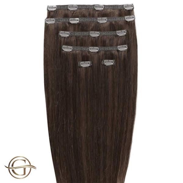 GOLD24 Clip-on Hair Extensions #4 Brun 50 cm - 7 dele