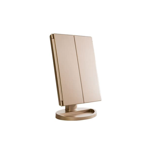 UNIQ Trifold Hollywood Makeup Spegel Med LED-ljus - RoseGold