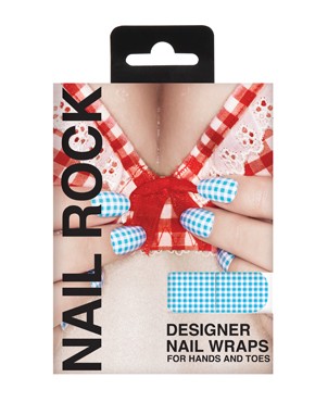 Nail Rock Nail Wrapper Gingham Blue on White