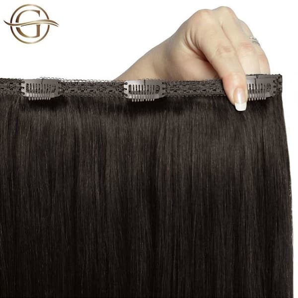 GOLD24 Clip-on Hair Extensions #2 Mörkbrun 50cm - 7 delar