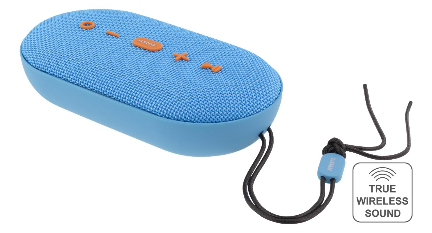 STREETZ vattentålig Bluetooth-högtalare, 2x5W, IPX5, TWS, BT 4.2, blå