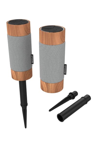 KITSOUND Högtalare Diggit 2-Pack Trådlösa högtalare för Trädgården Wood