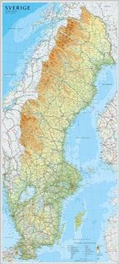 Sverige väggkarta 1:1,3milj Norstedts i tub : 1:1,3milj