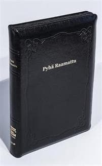 Raamattu (johdannoin, iso koko, iso teksti, musta, vk R44, nahkakansi)