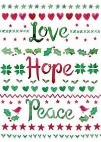 Pack of 6 (with env) - Love, hope, peace