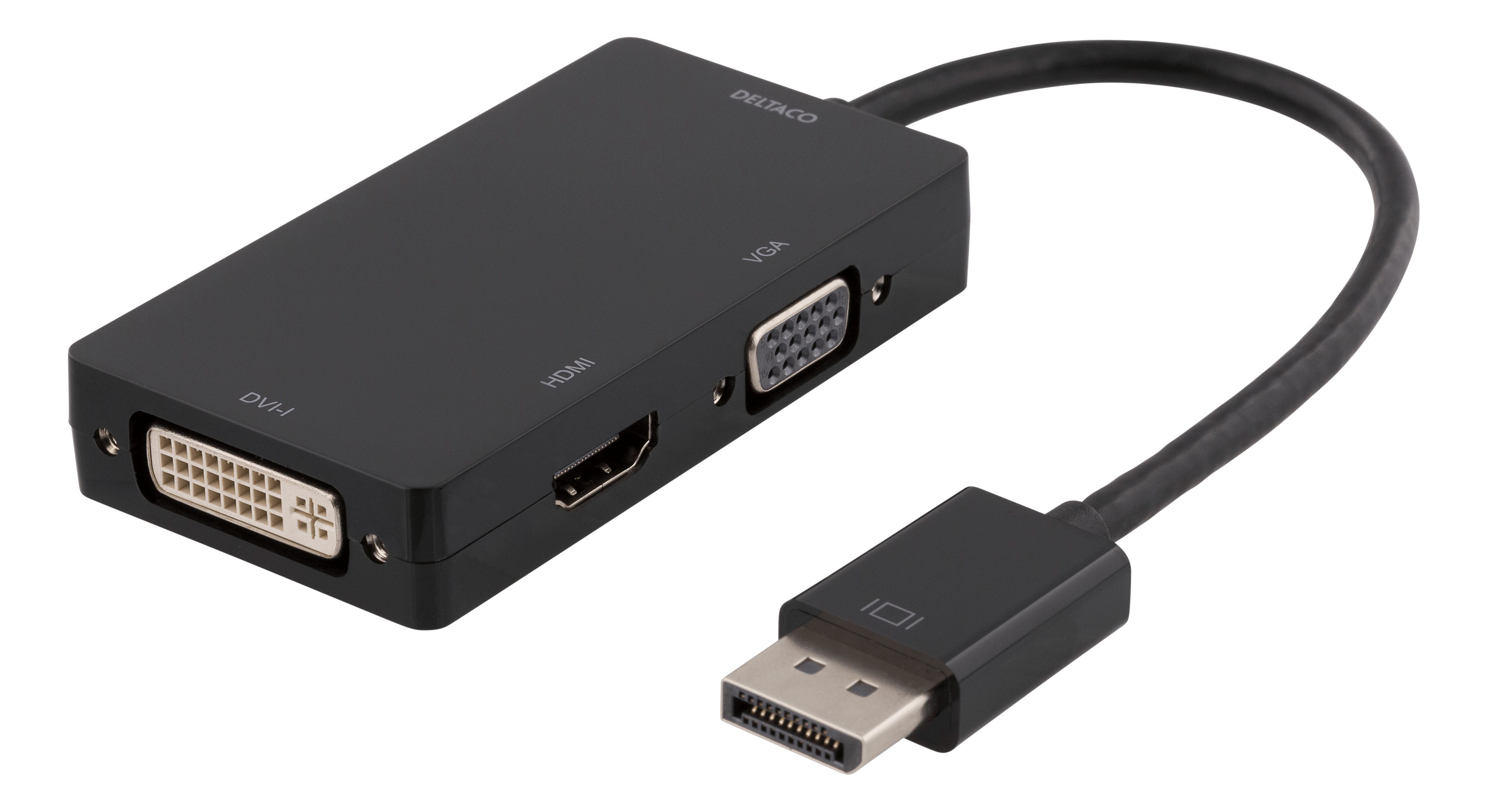 DELTACO DisplayPort to HDMI, DVI and VGA adapter, Full HD, 4K at 30fps